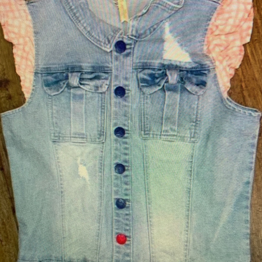Kids Denim Vest with Pink Accents